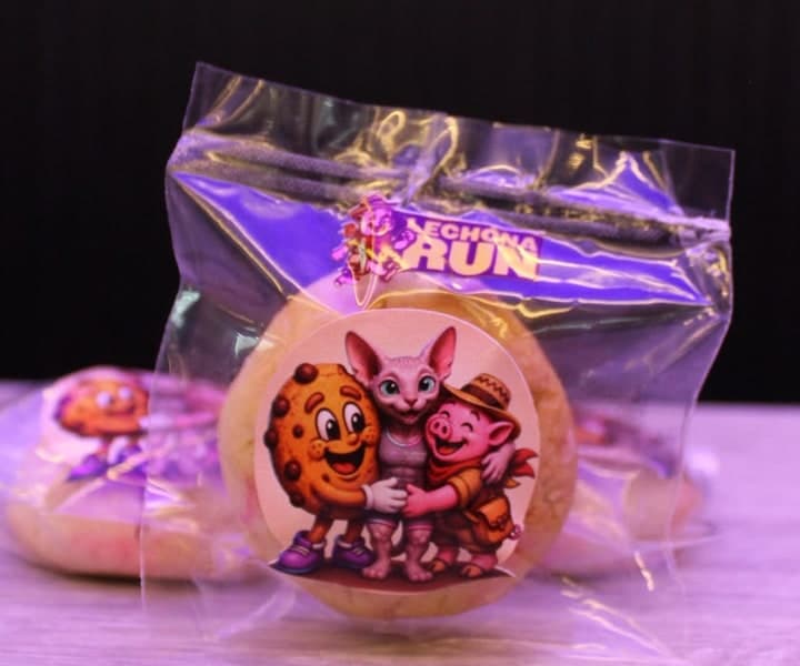 Galleta Kapola empacada con el sticker de la Lechona Run