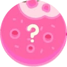 Galleta rosada con un signo de interrogación: sabor sorpresa